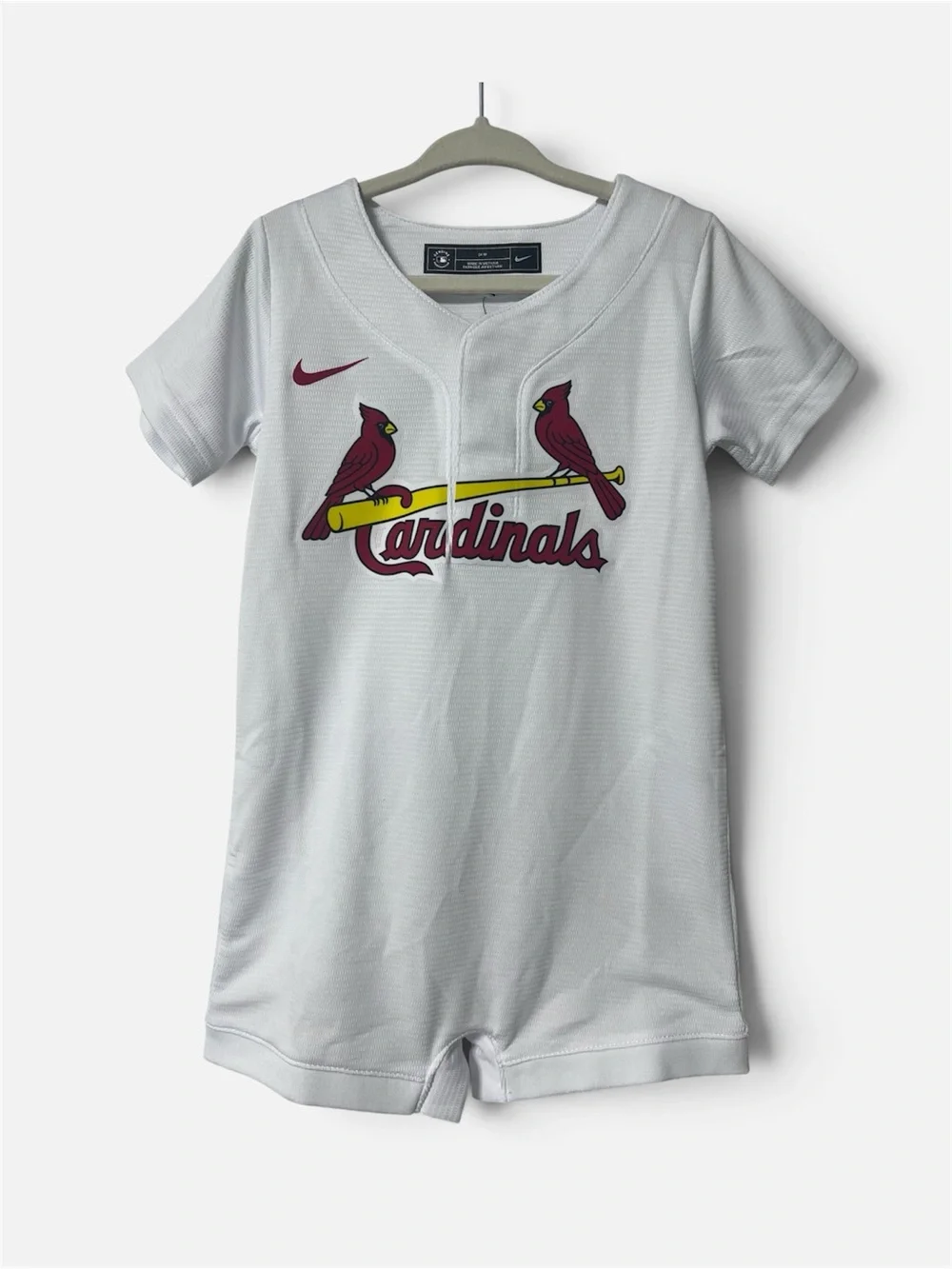 Nike MLB St. Louis Cardinals White Knit Romper One-Piece Snap 24M
